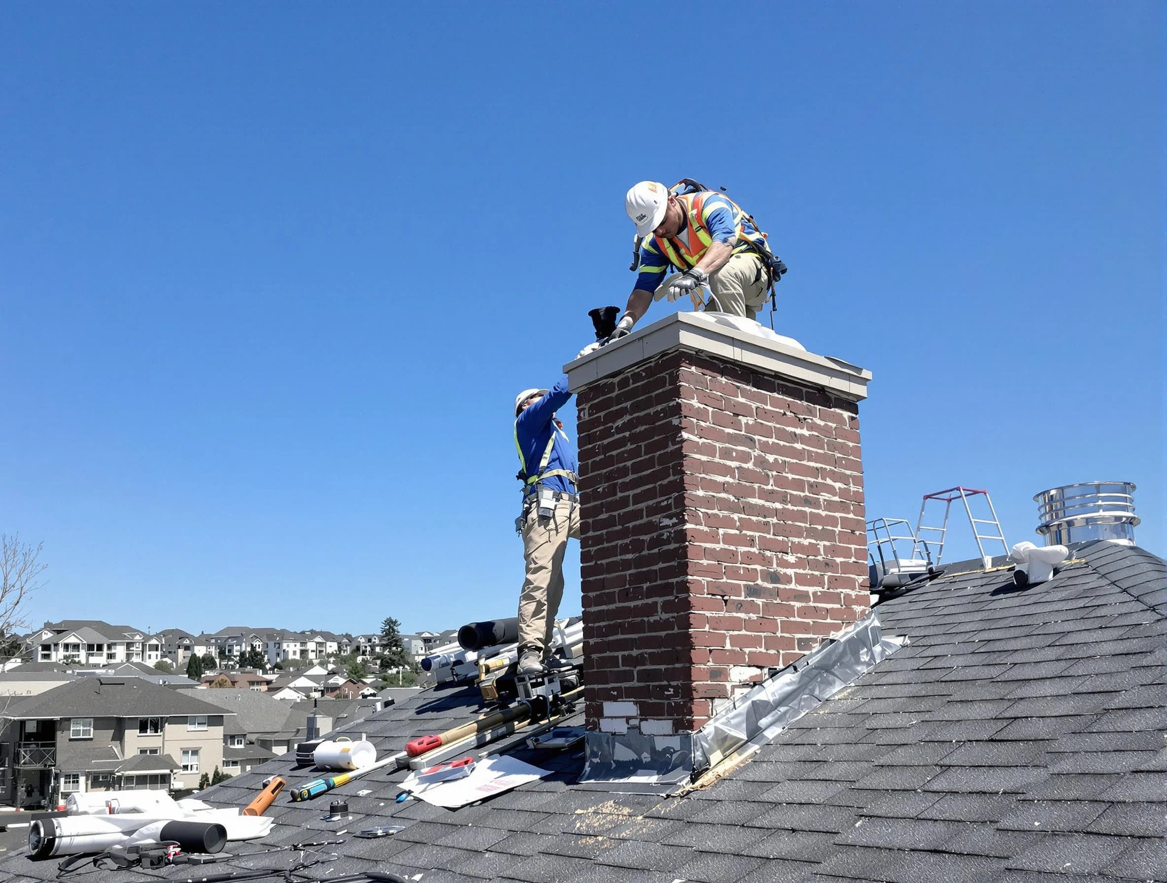 Louisville Chimney Sweep repairing a chimney crown in Louisville, CO