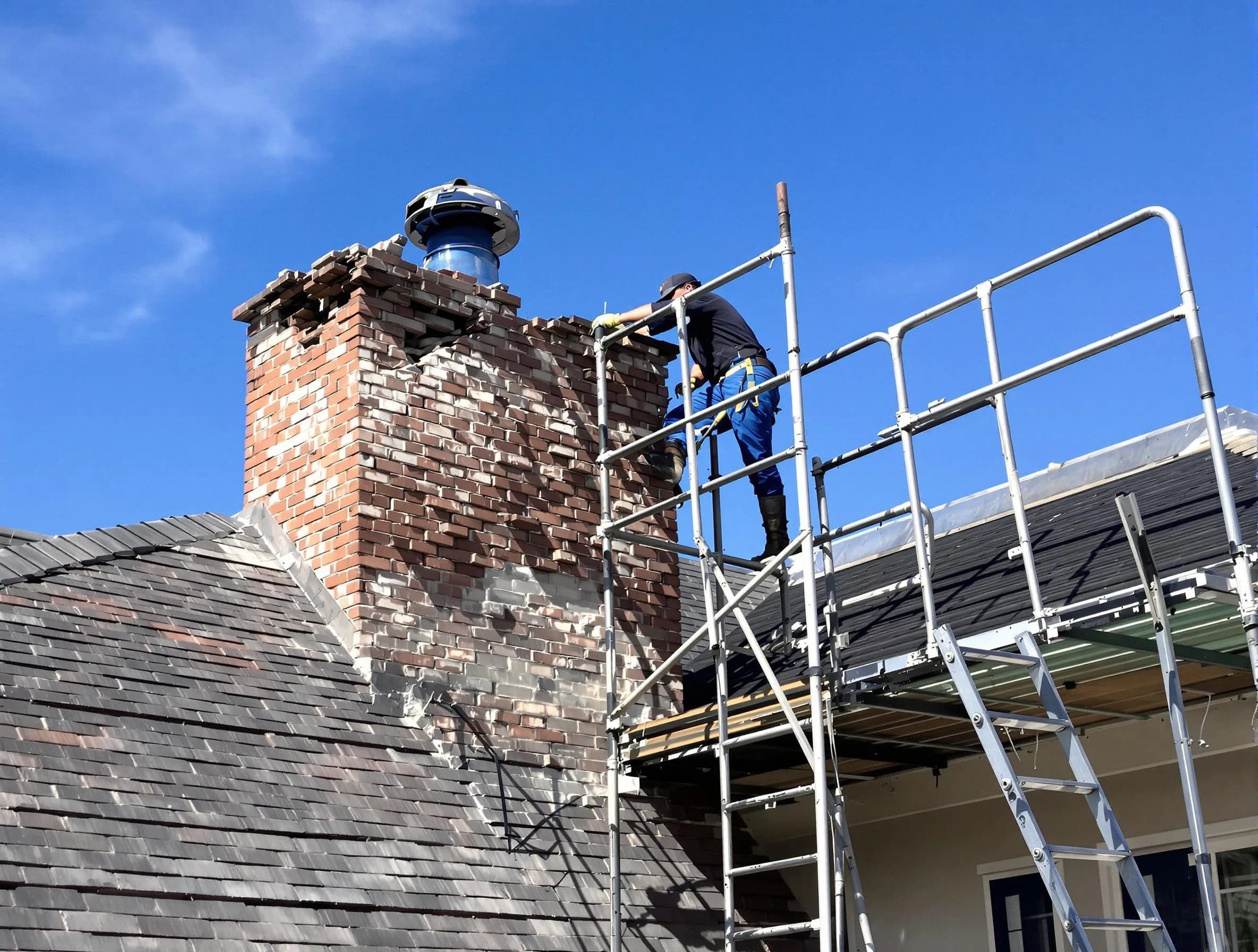 Rebuilding a chimney structure by Louisville Chimney Sweep in Louisville, CO