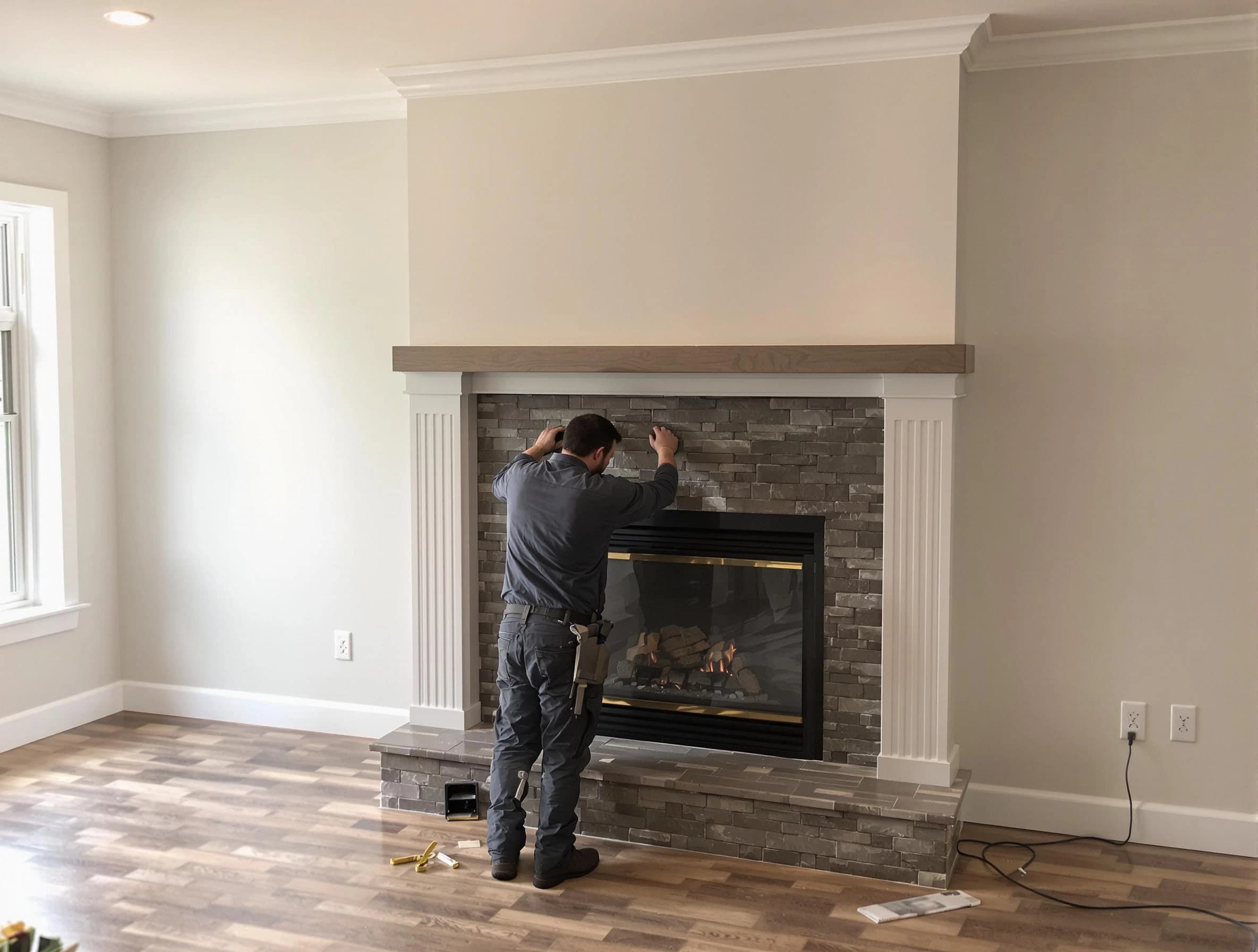 Louisville Chimney Sweep finishing a custom fireplace install in Louisville, CO