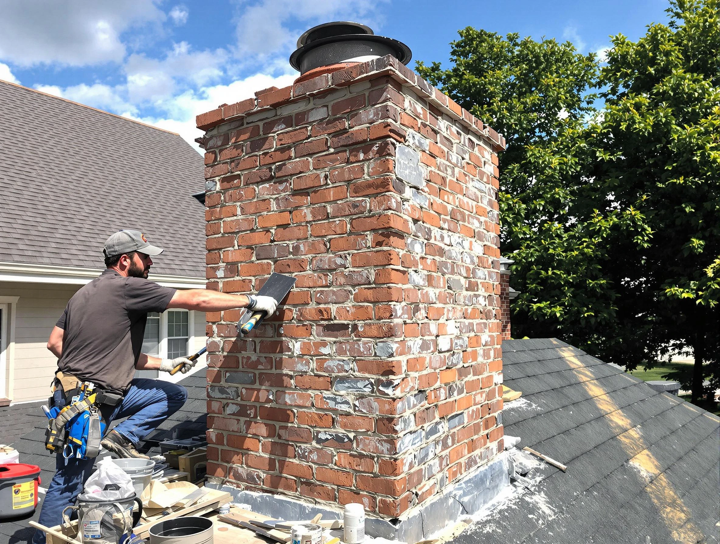 Completed chimney rebuild by Louisville Chimney Sweep in Louisville, CO