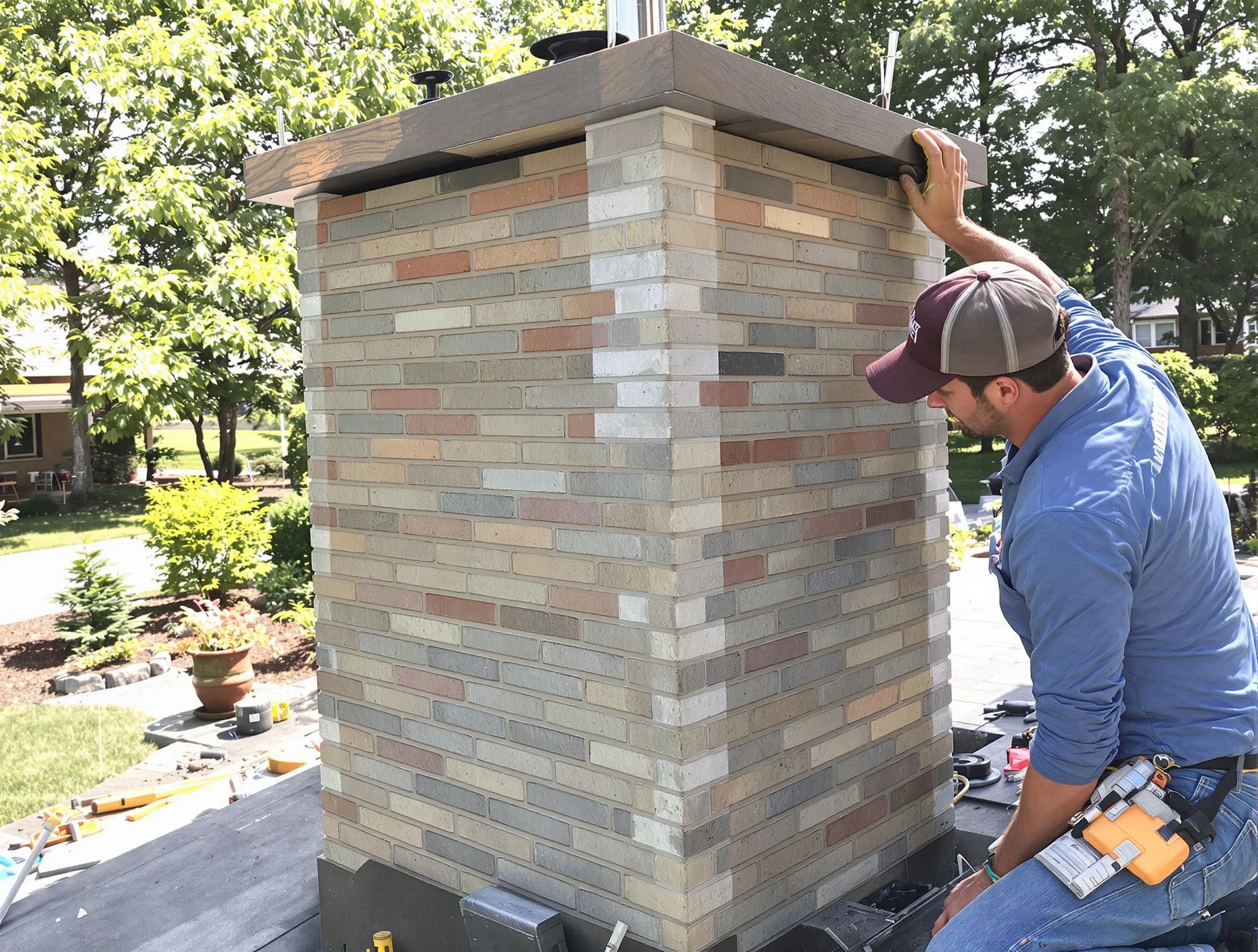 Louisville Chimney Sweep completing a modern chimney remodel in Louisville, CO