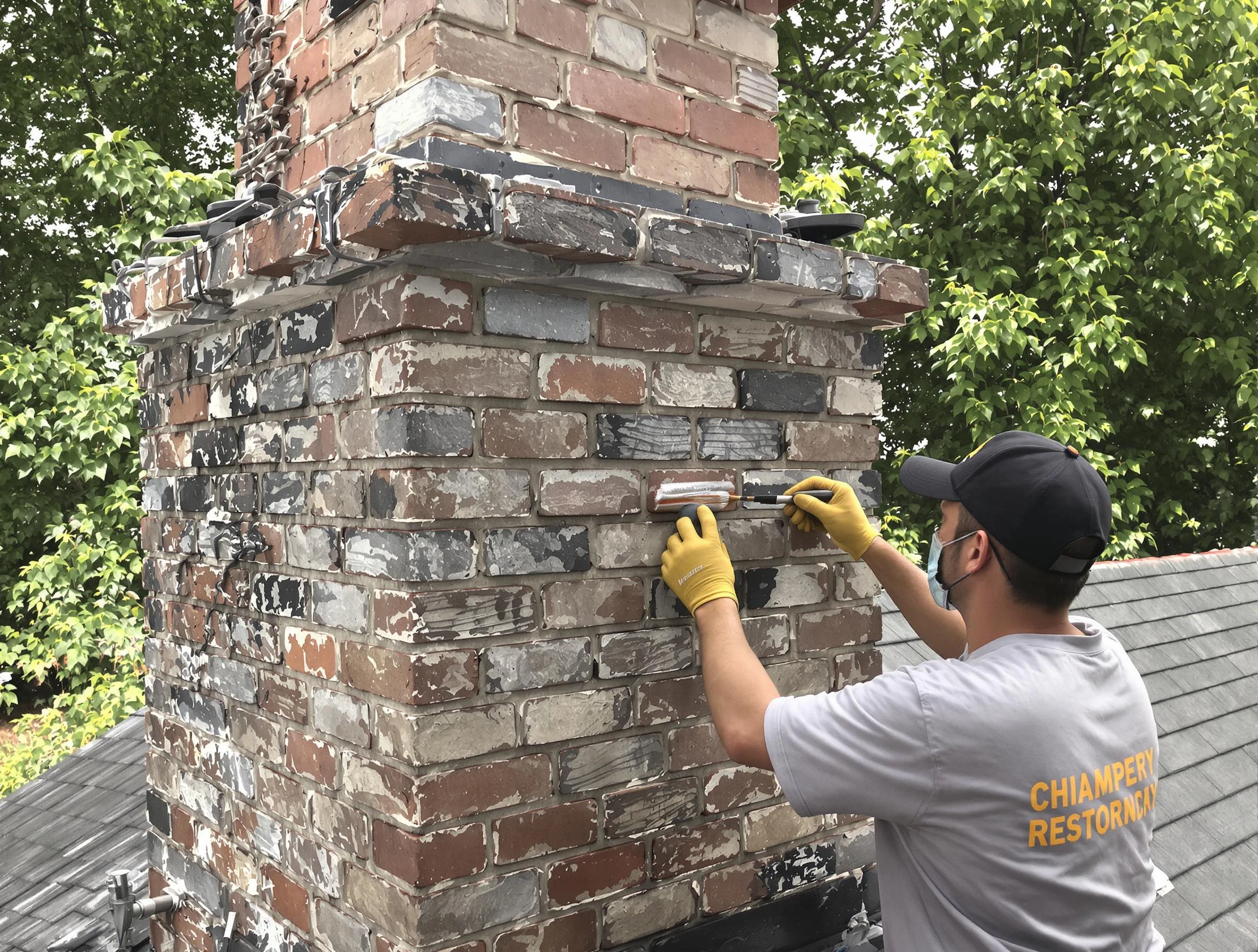 In-progress chimney restoration by Louisville Chimney Sweep in Louisville, CO